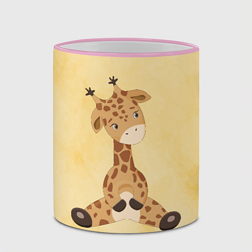Кружка цветная Малыш жираф / 3D-Розовый кант – фото 2