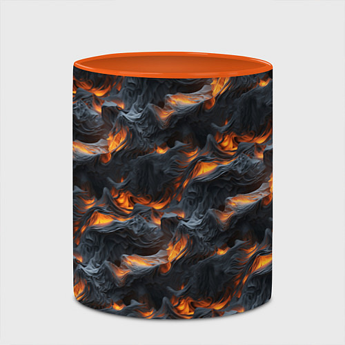 Кружка цветная Огненные волны - pattern / 3D-Белый + оранжевый – фото 2