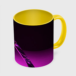 Кружка 3D Фиолетовая мрачная геометрическая фигура, цвет: 3D-белый + желтый