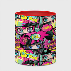 Кружка 3D Глаза аниме-девушки: cool pattern, цвет: 3D-белый + красный — фото 2