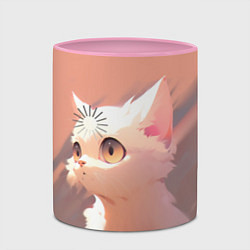 Кружка 3D Аниме Кот с загрузкой, цвет: 3D-белый + розовый — фото 2