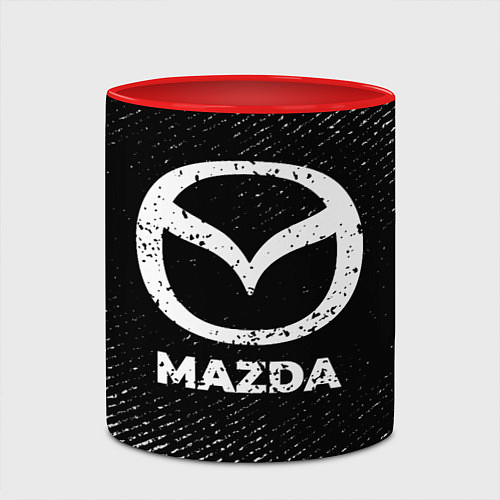 Кружка цветная Mazda с потертостями на темном фоне / 3D-Белый + красный – фото 2