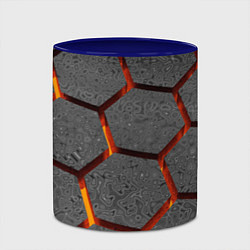 Кружка 3D Металлические плиты и лава, цвет: 3D-белый + синий — фото 2