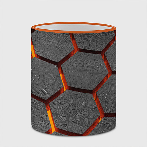 Кружка цветная Металлические плиты и лава / 3D-Оранжевый кант – фото 2