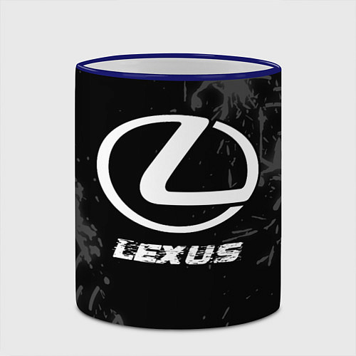 Кружка цветная Lexus speed на темном фоне со следами шин / 3D-Синий кант – фото 2