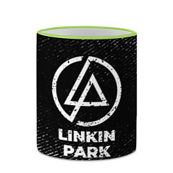 Кружка 3D Linkin Park с потертостями на темном фоне, цвет: 3D-светло-зеленый кант — фото 2