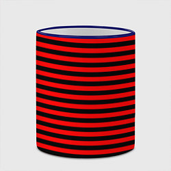 Кружка 3D Черно-красные полосы, цвет: 3D-синий кант — фото 2
