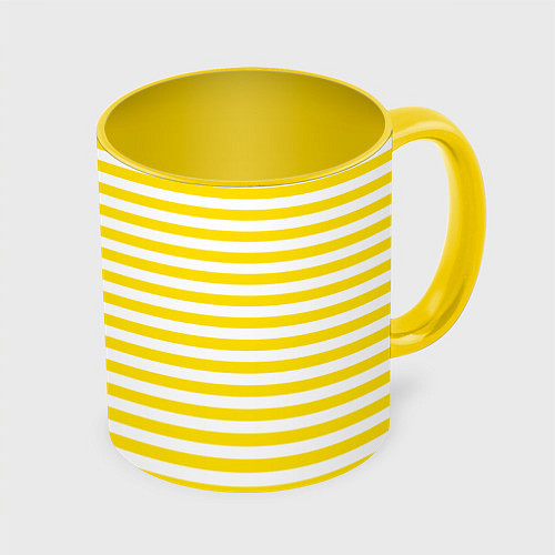 Кружка цветная Светло-желтые полосы / 3D-Белый + желтый – фото 1