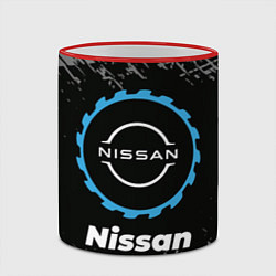 Кружка 3D Nissan в стиле Top Gear со следами шин на фоне, цвет: 3D-красный кант — фото 2