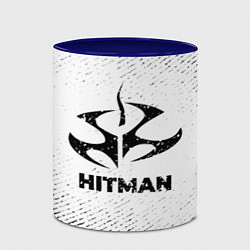 Кружка 3D Hitman с потертостями на светлом фоне, цвет: 3D-белый + синий — фото 2