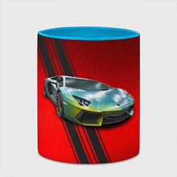 Кружка 3D Итальянский суперкар Lamborghini Reventon, цвет: 3D-белый + небесно-голубой — фото 2