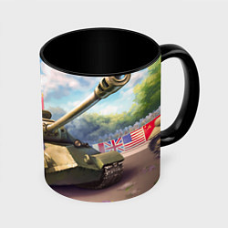 Кружка 3D Русский танк, цвет: 3D-белый + черный