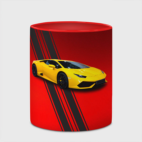 Кружка цветная Итальянский гиперкар Lamborghini Aventador / 3D-Белый + красный – фото 2