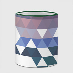 Кружка 3D Абстрактные разноцветные треугольники в паттерне, цвет: 3D-зеленый кант — фото 2