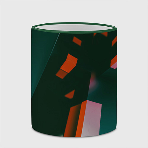 Кружка цветная Сюрреалистичные геометрические фигуры / 3D-Зеленый кант – фото 2
