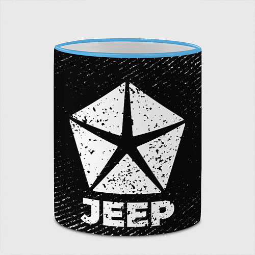 Кружка цветная Jeep с потертостями на темном фоне / 3D-Небесно-голубой кант – фото 2