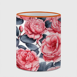 Кружка 3D Цветы и бутоны розы - паттерн, цвет: 3D-оранжевый кант — фото 2