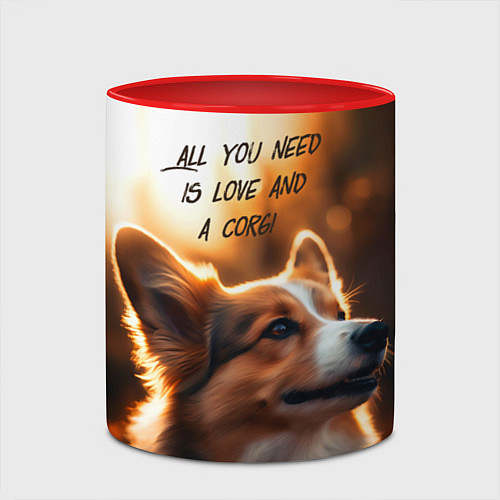 Кружка цветная Любовь и корги / 3D-Белый + красный – фото 2