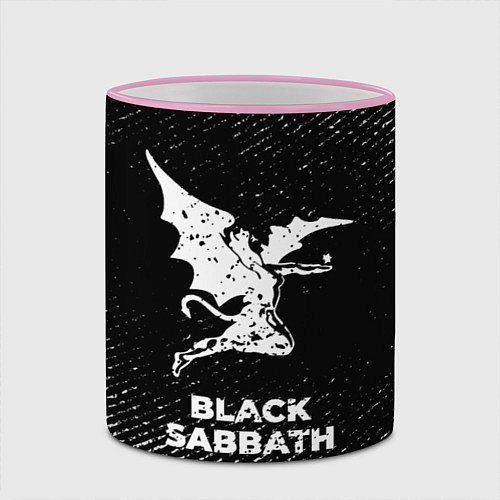 Кружка цветная Black Sabbath с потертостями на темном фоне / 3D-Розовый кант – фото 2