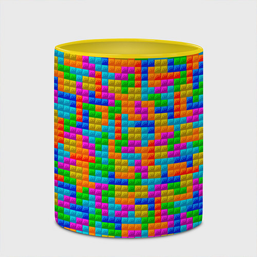 Кружка цветная Крупные блоки Тетрис / 3D-Белый + желтый – фото 2