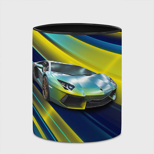 Кружка цветная Суперкар Lamborghini Reventon / 3D-Белый + черный – фото 2