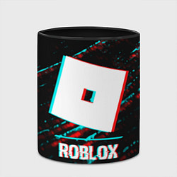 Кружка 3D Roblox в стиле glitch и баги графики на темном фон, цвет: 3D-белый + черный — фото 2