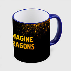 Кружка 3D Imagine Dragons - gold gradient: надпись и символ, цвет: 3D-синий кант