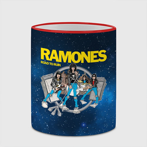 Кружка цветная Ramones Road to ruin / 3D-Красный кант – фото 2