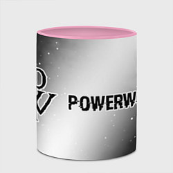 Кружка 3D Powerwolf glitch на светлом фоне: надпись и символ, цвет: 3D-белый + розовый — фото 2