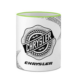 Кружка 3D Chrysler speed на светлом фоне со следами шин, цвет: 3D-светло-зеленый кант — фото 2