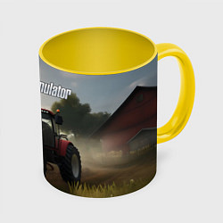 Кружка 3D Farming Simulator - Красный трактор, цвет: 3D-белый + желтый