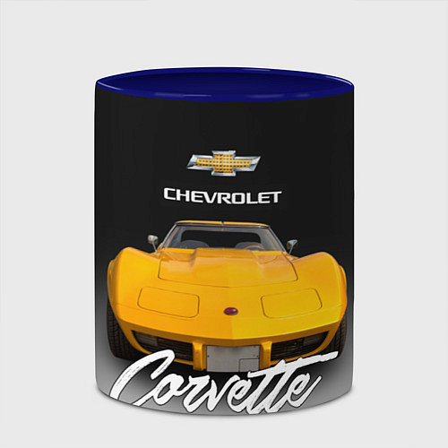 Кружка цветная Американская машина Chevrolet Corvette 70-х годов / 3D-Белый + синий – фото 2