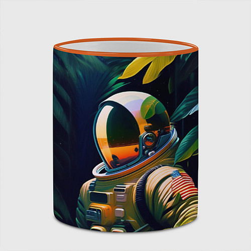 Кружка цветная Космонавт в зарослях / 3D-Оранжевый кант – фото 2