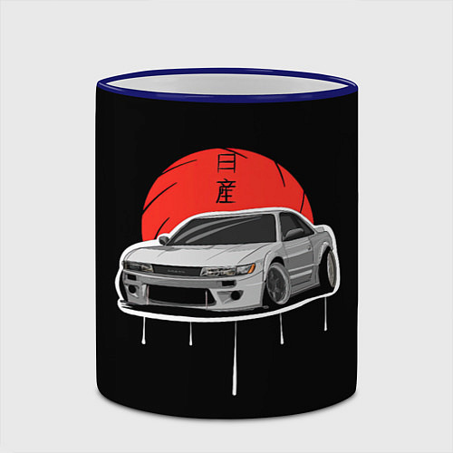 Кружка цветная Nissan Silvia S14 - Japan style / 3D-Синий кант – фото 2