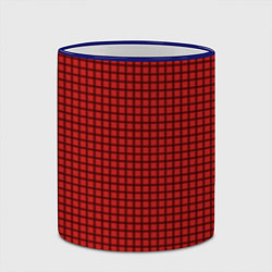 Кружка 3D Мелкая красная клетка, цвет: 3D-синий кант — фото 2