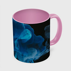 Кружка 3D Абстрактный синий дым, цвет: 3D-белый + розовый
