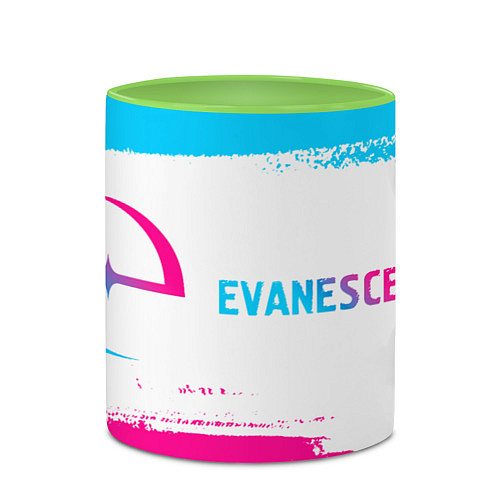Кружка цветная Evanescence neon gradient style: надпись и символ / 3D-Белый + светло-зеленый – фото 2