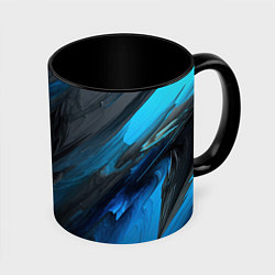 Кружка 3D Синяя краска на черном фоне, цвет: 3D-белый + черный
