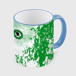 Кружка 3D Skoda auto logo, цвет: 3D-небесно-голубой кант