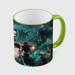 Кружка 3D Arcane league of legends Jinx с пистолетом, цвет: 3D-светло-зеленый кант