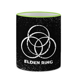 Кружка 3D Elden Ring с потертостями на темном фоне, цвет: 3D-светло-зеленый кант — фото 2