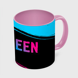 Кружка 3D Queen - neon gradient: надпись и символ, цвет: 3D-белый + розовый