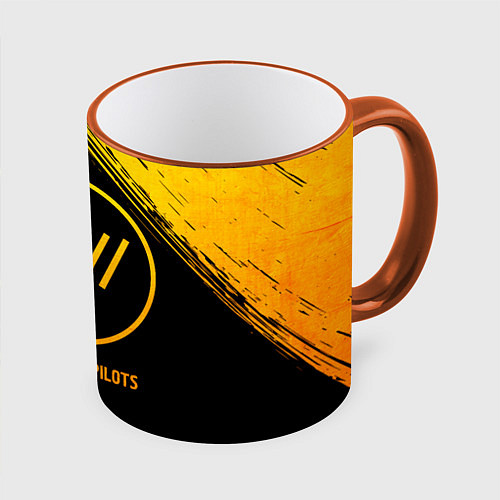 Кружка цветная Twenty One Pilots - gold gradient / 3D-Оранжевый кант – фото 1