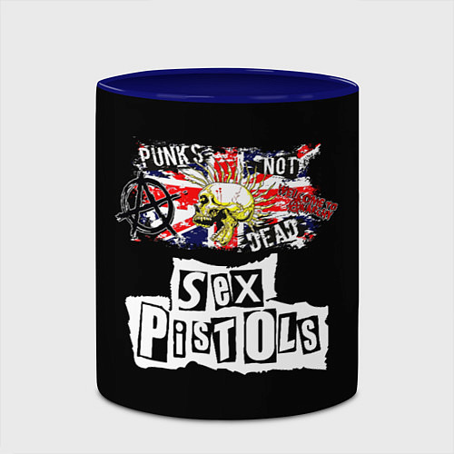 Кружка цветная Sex Pistols - punks not dead / 3D-Белый + синий – фото 2