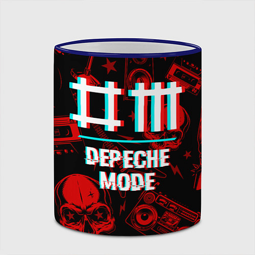 Кружка цветная Depeche Mode rock glitch / 3D-Синий кант – фото 2