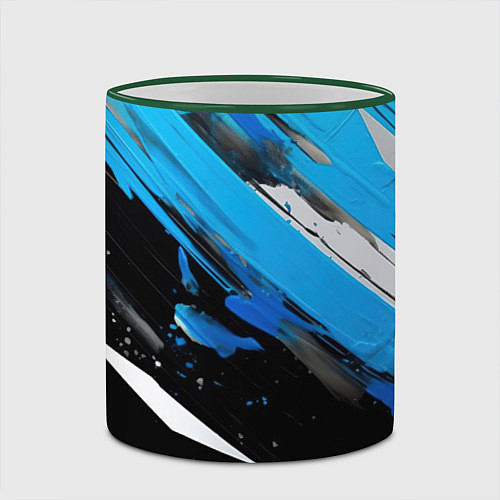 Кружка цветная Black blue white / 3D-Зеленый кант – фото 2