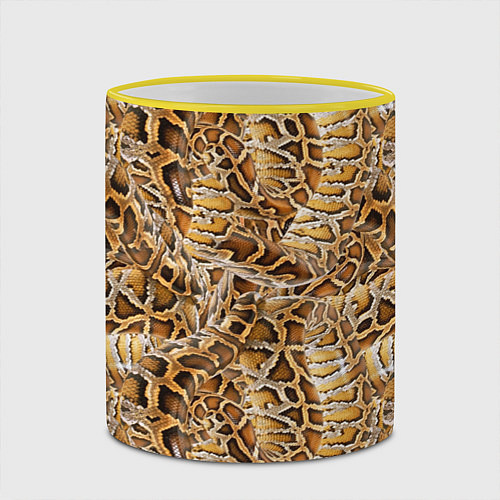 Кружка цветная Змеиный клубок / 3D-Желтый кант – фото 2