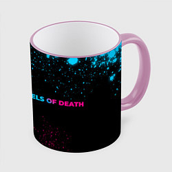 Кружка 3D Angels of Death - neon gradient: надпись и символ, цвет: 3D-розовый кант