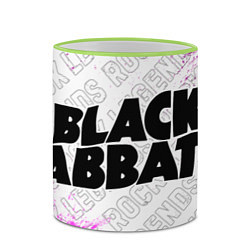 Кружка 3D Black Sabbath rock legends: надпись и символ, цвет: 3D-светло-зеленый кант — фото 2