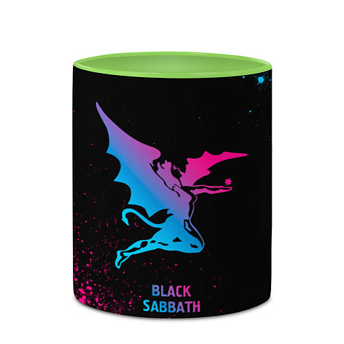 Кружка цветная Black Sabbath - neon gradient / 3D-Белый + светло-зеленый – фото 2